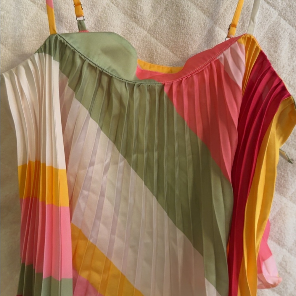 Ramy Brook Pink and Green Pleated Crop Camisole - Picture 7 of 7